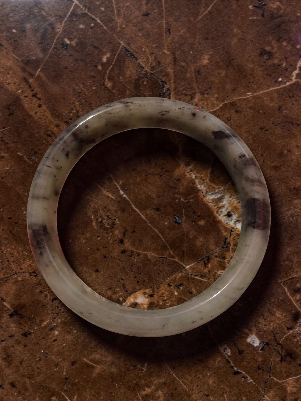 Translucent Green-Gray Jade Bangle Bracelet